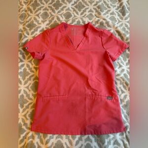 Figs Neon Pink XS Casma Three-Pocket Scrub Top